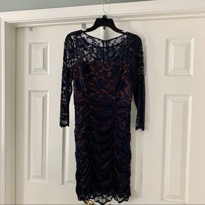 Eliza J dark blue lace dress